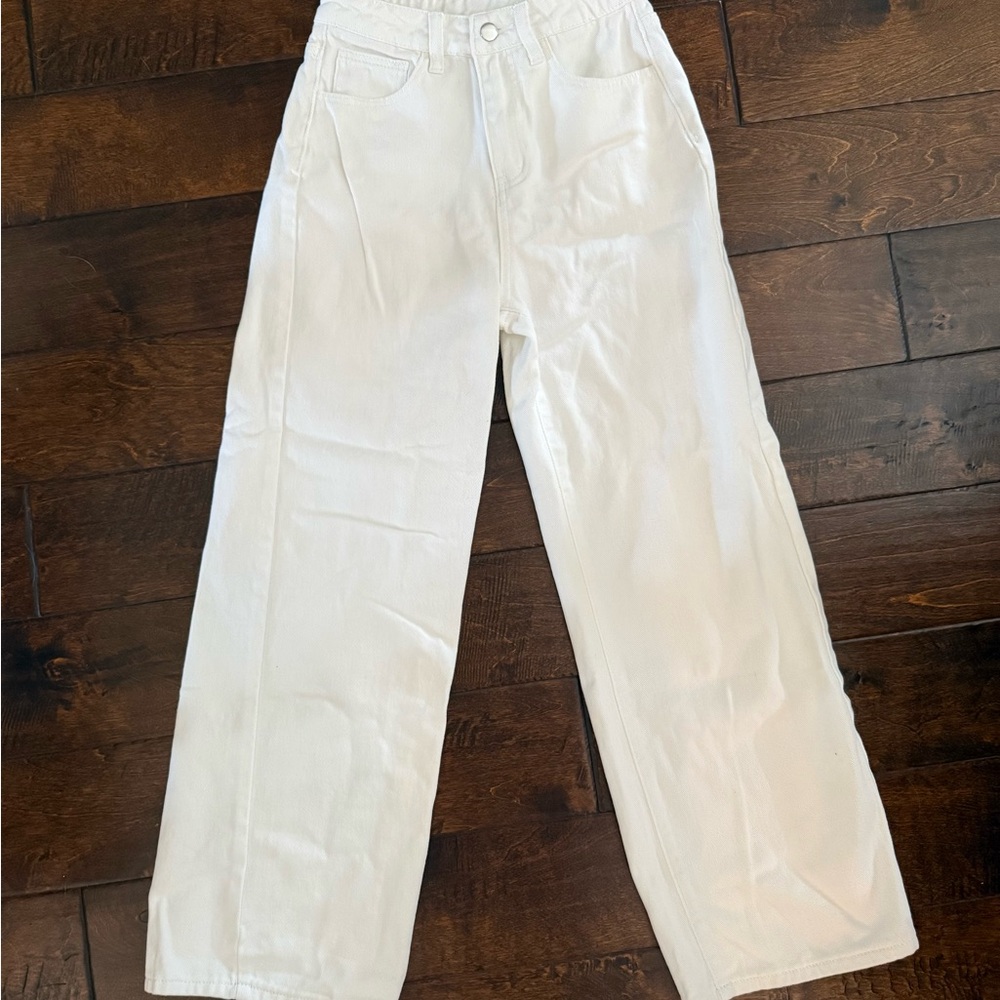 SHEIN wide leg white jeans, xxs
